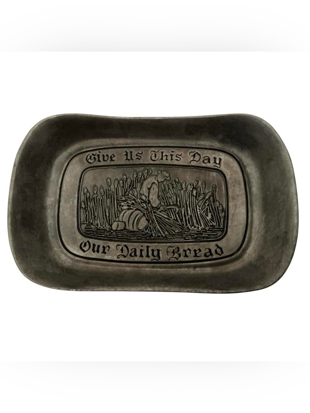 Vintage Wilton Armetale Bread Tray Our Daily Bread RWP Harvest 1970s USA